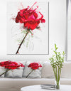 Rose Sketch with Stem on White - Flower Artwork on Canvas