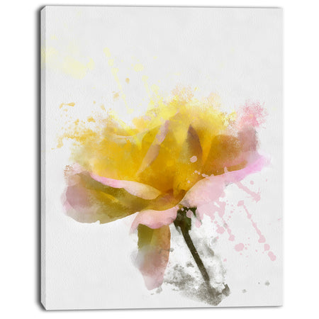 Yellow Rose with Green Stem - Flower Canvas Print Artwork
