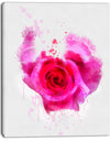 Pink Hand-drawn Rose on White - Flower Canvas Print Artwork