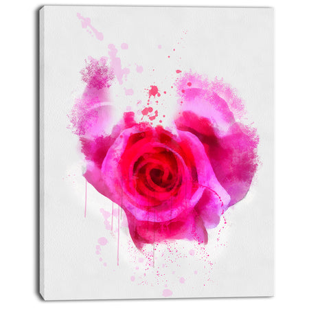 Pink Hand-drawn Rose on White - Flower Canvas Print Artwork