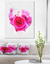 Pink Hand-drawn Rose on White - Flower Canvas Print Artwork