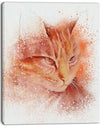 Brown Cat Face Sketch on White - Large Animal Canvas Artwork