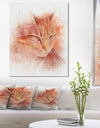 Brown Cat Face Sketch on White - Large Animal Canvas Artwork