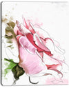 Pink Rose Illustration on White - Flower Canvas Print Artwork