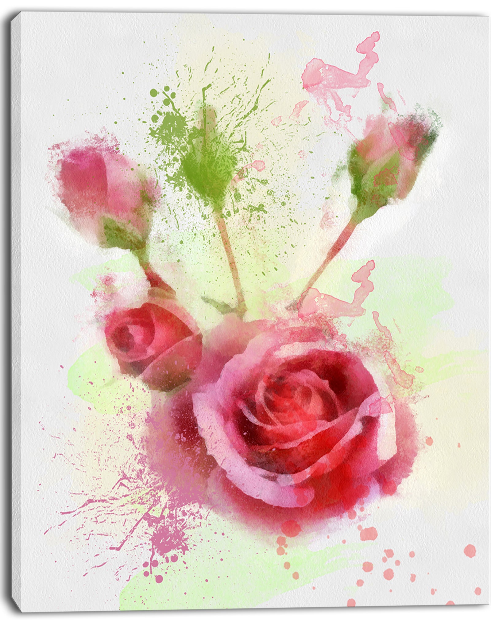 Bloomy and Budding Red Roses - Flower Canvas Print Artwork