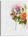 Pink and Orange Roses on White - Modern Forest Canvas Art