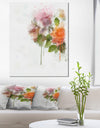 Pink and Orange Roses on White - Modern Forest Canvas Art