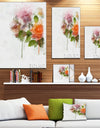 Pink and Orange Roses on White - Modern Forest Canvas Art