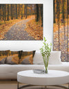 Autumn Walk Way with Fallen Leaves - Modern Forest Canvas Art