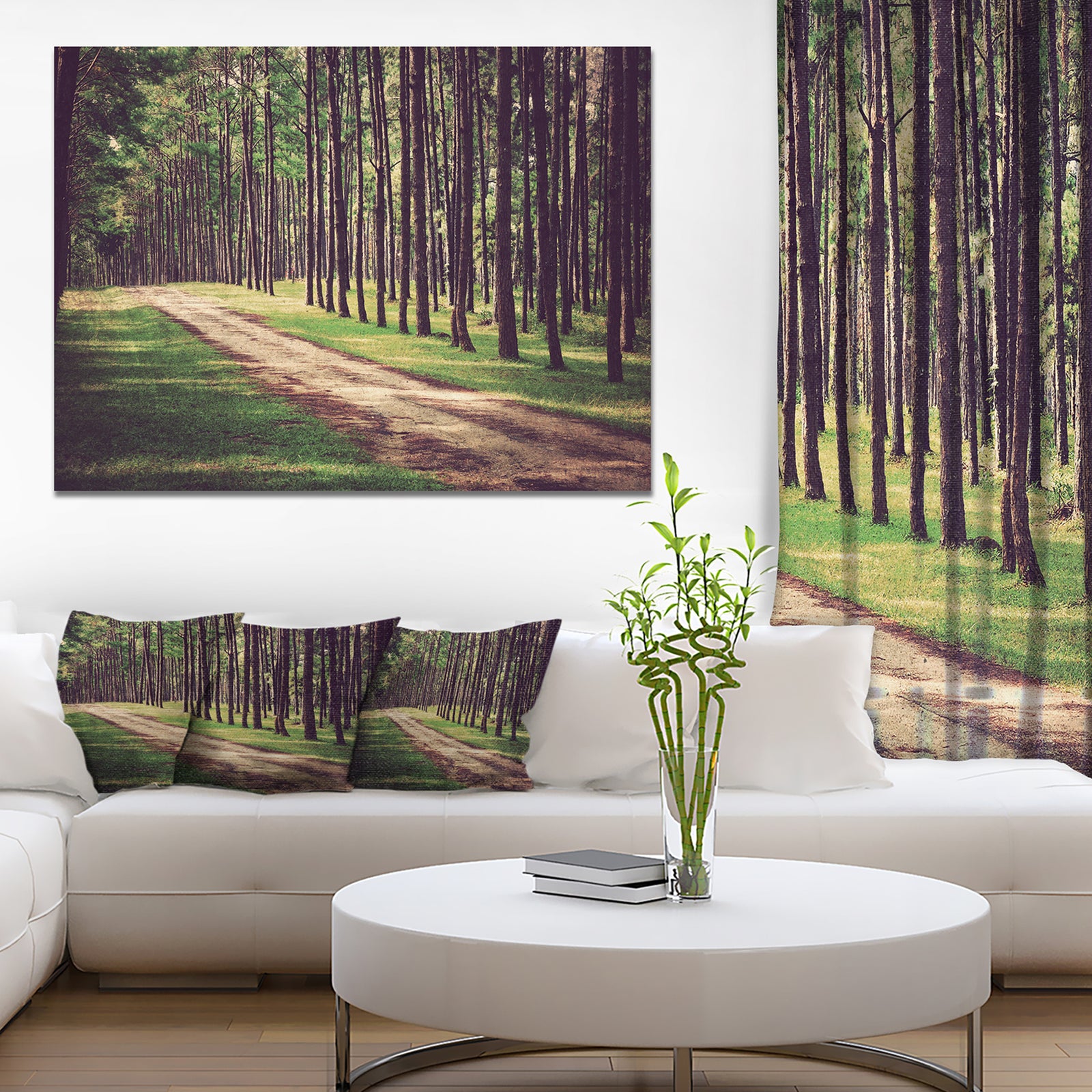Vintage Style Forest with Pathway - Modern Forest Canvas Art