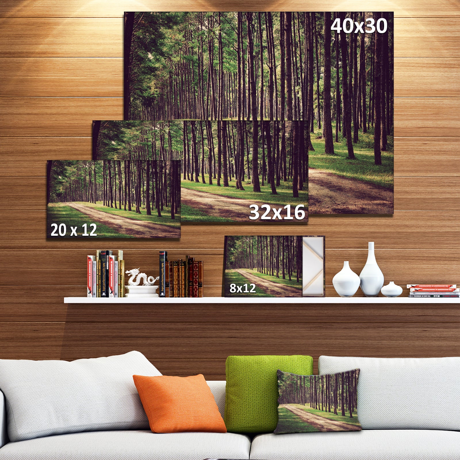 Vintage Style Forest with Pathway - Modern Forest Canvas Art