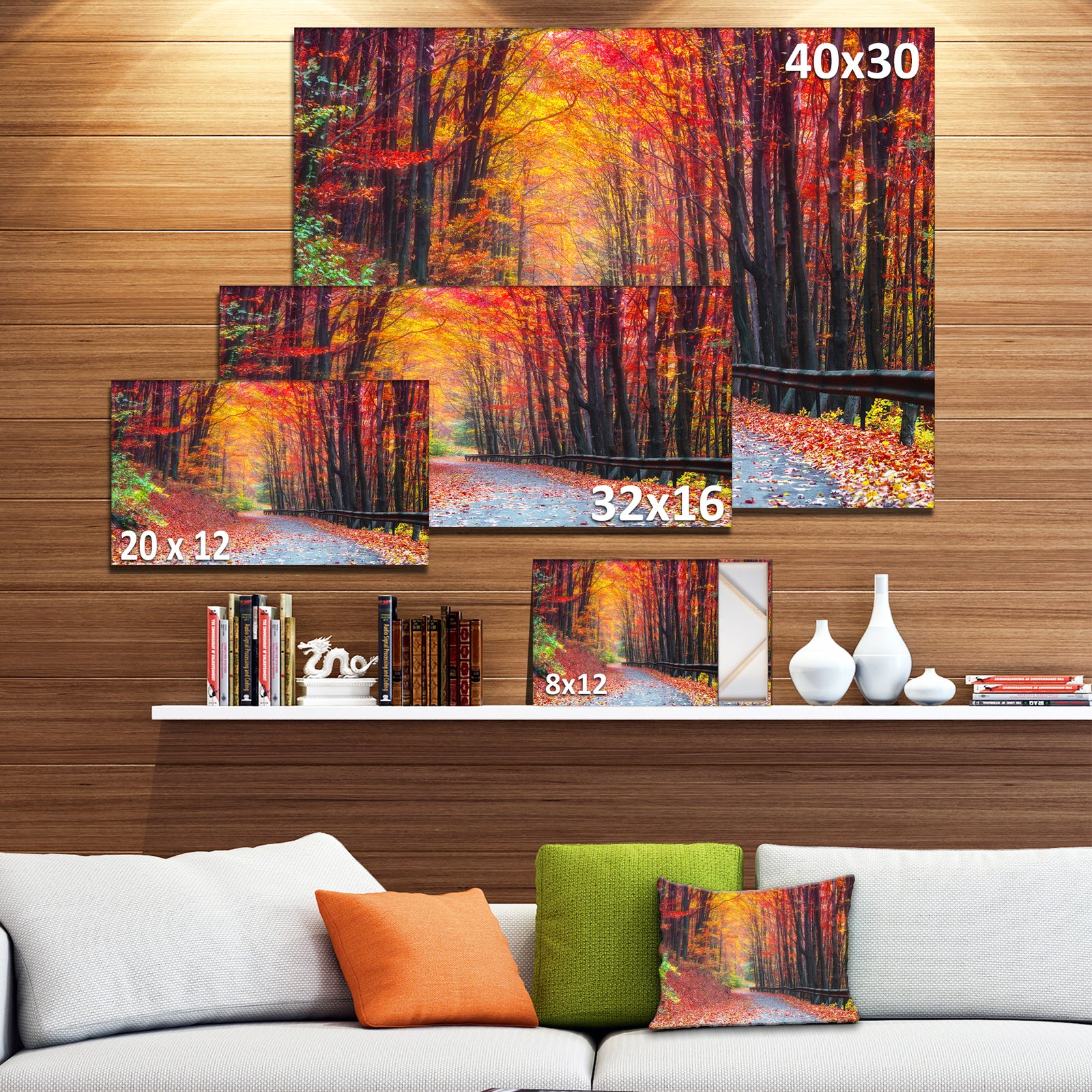 Road in Beautiful Autumn Forest - Modern Forest Canvas Art