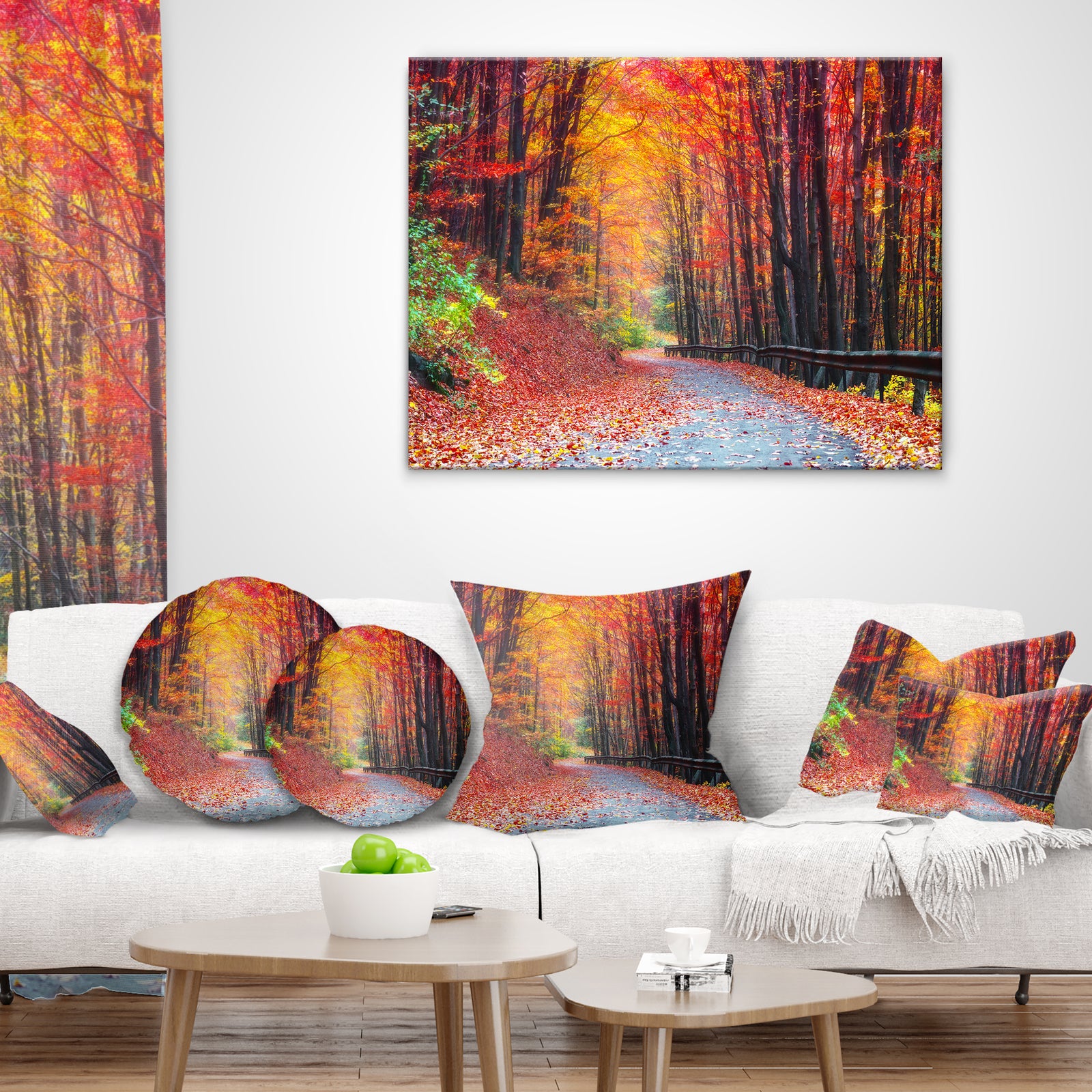 Road in Beautiful Autumn Forest - Modern Forest Canvas Art