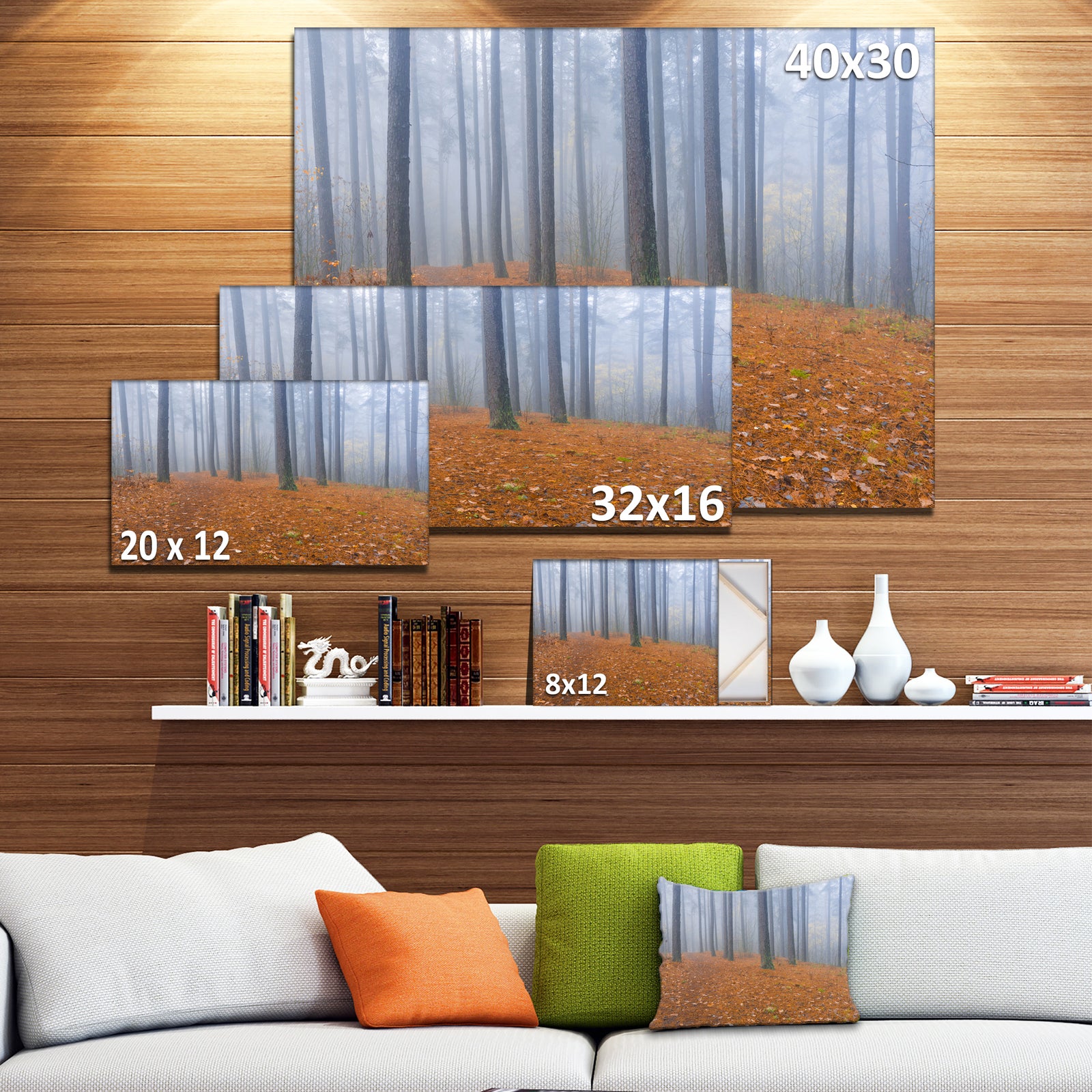 Foggy Dense Forest in autumn - Modern Forest Canvas Art