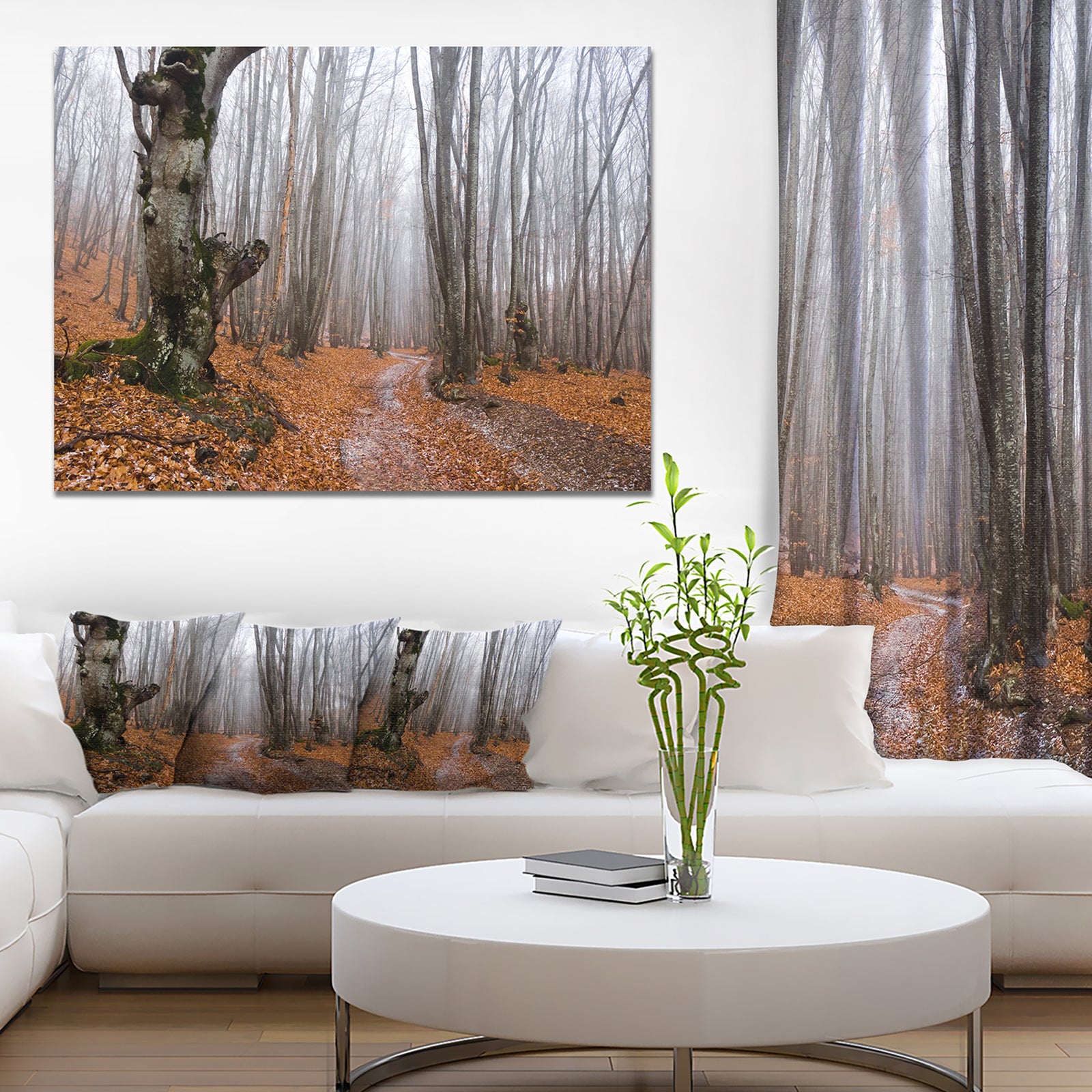 Road Covered by Fallen Leaves - Modern Forest Canvas Art