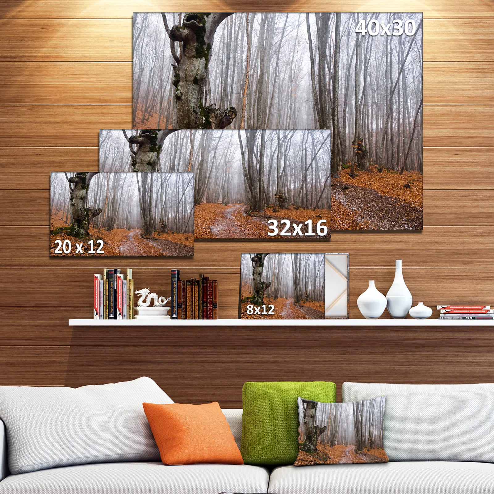 Road Covered by Fallen Leaves - Modern Forest Canvas Art