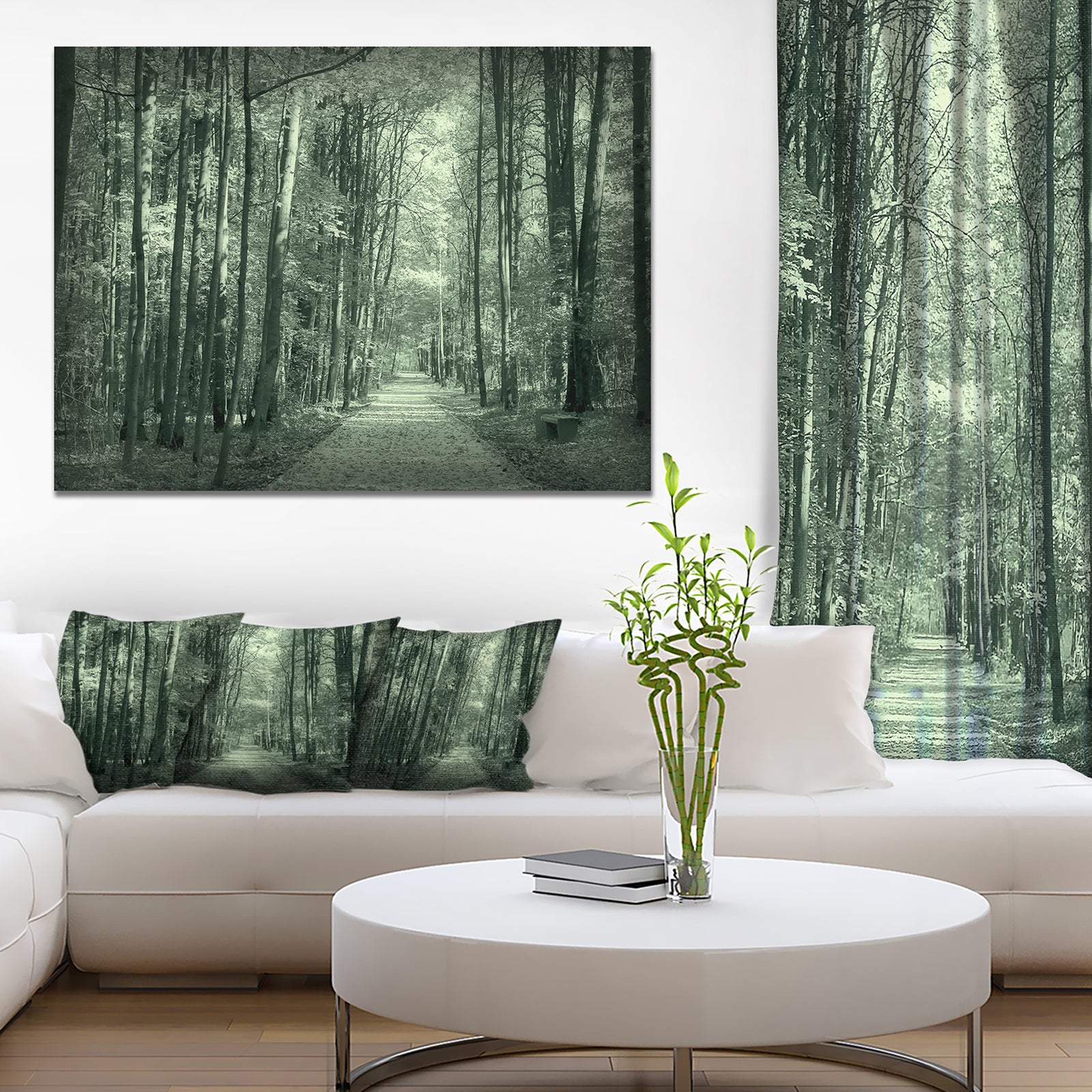 Road in Dark Autumn Forest - Modern Forest Canvas Art