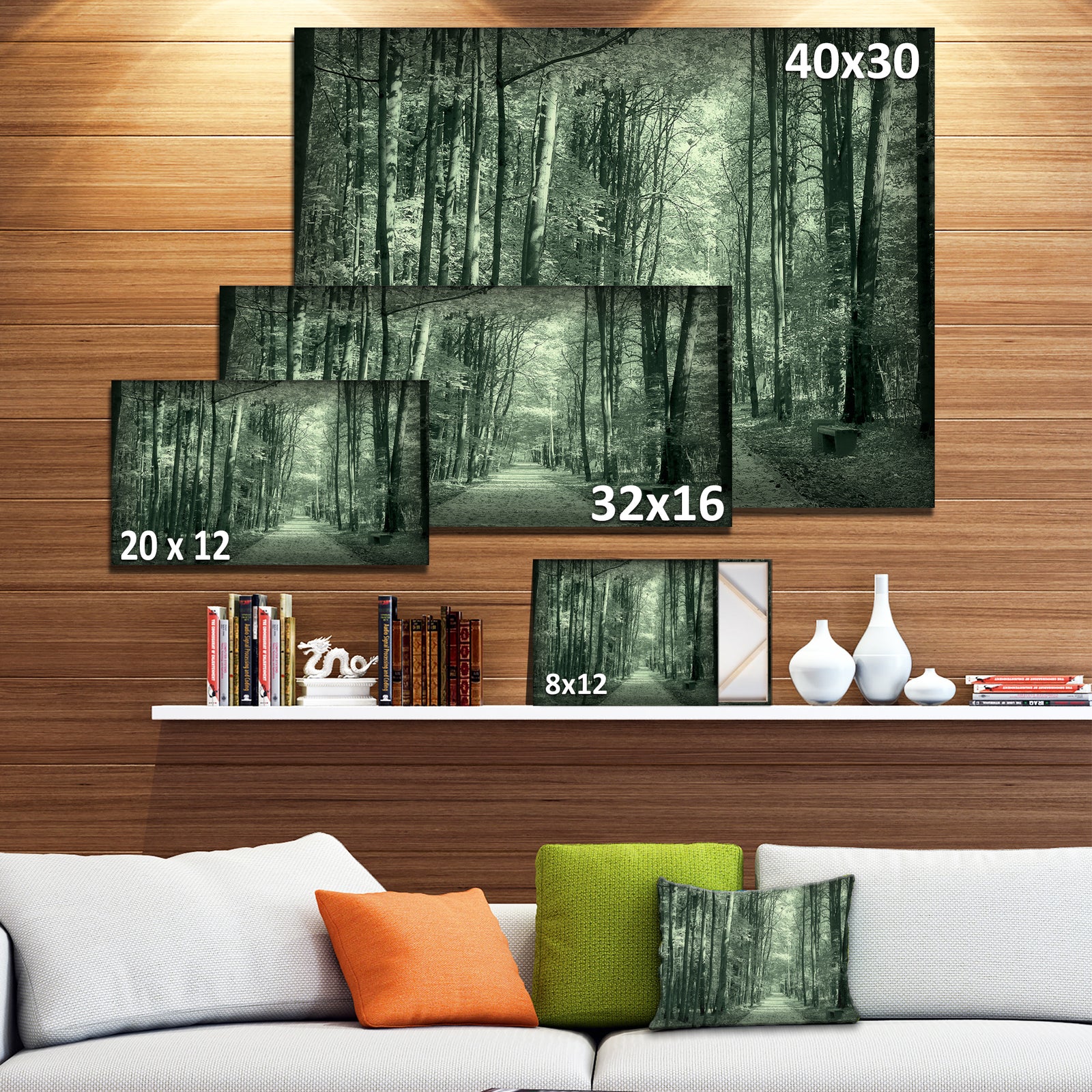 Road in Dark Autumn Forest - Modern Forest Canvas Art