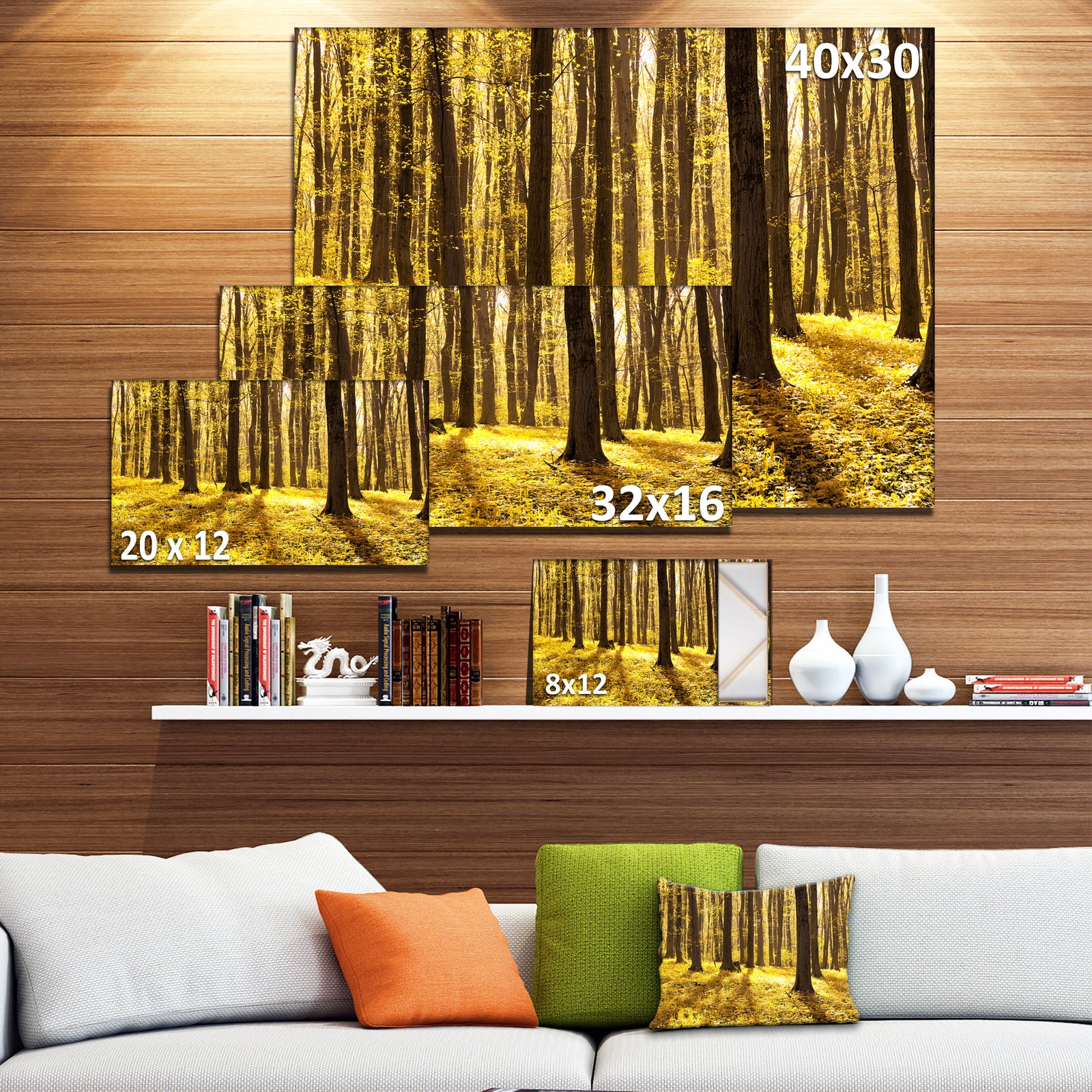 Bright Green Forest at Sunset - Modern Forest Canvas Art