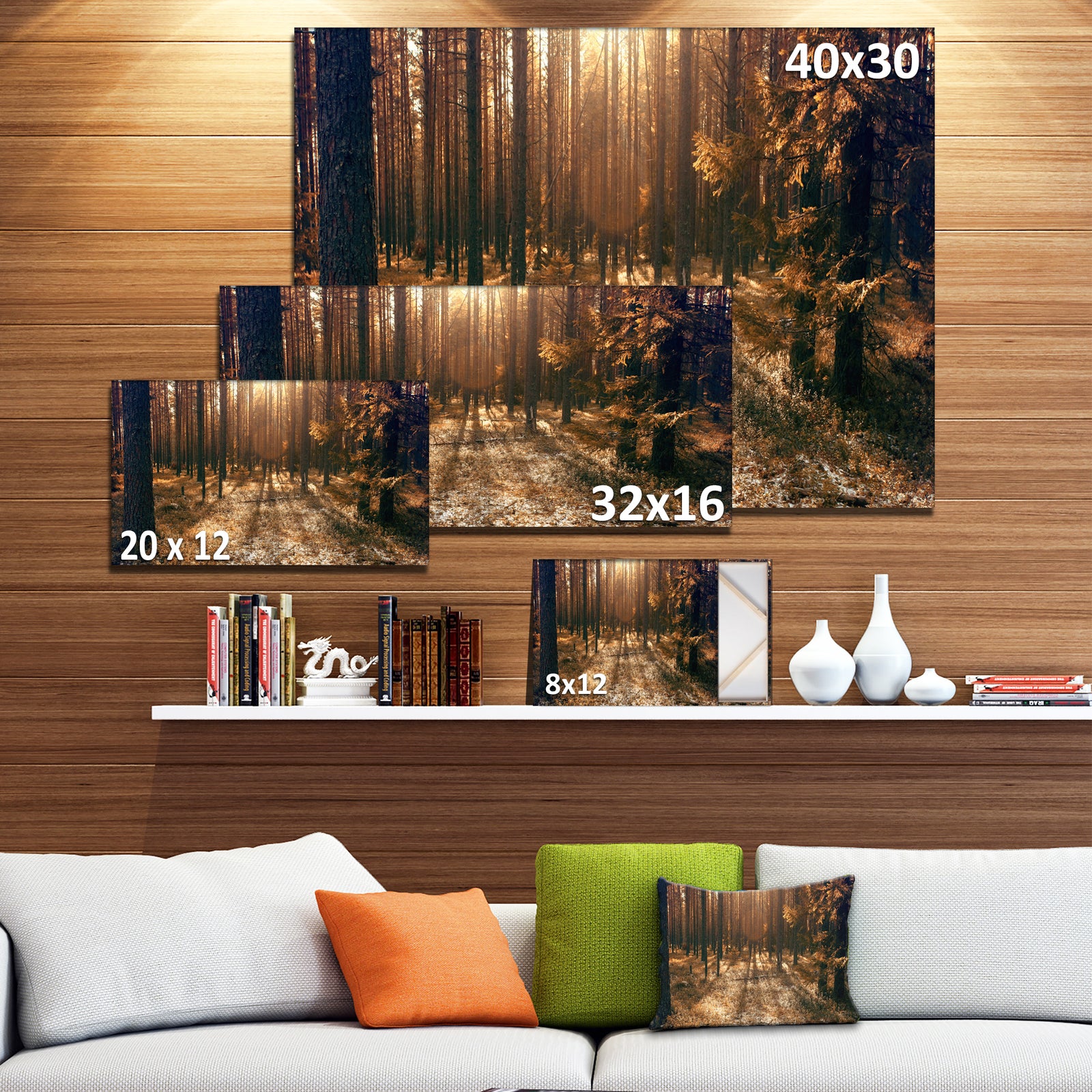 Dark First Snow Forest Photo - Modern Forest Canvas Art