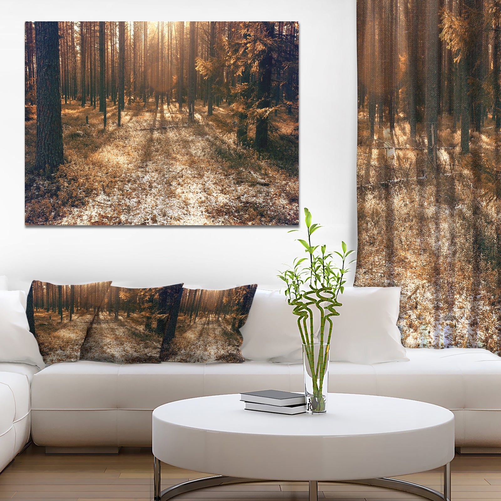 Road in Dark Wooded Forest - Modern Forest Canvas Art
