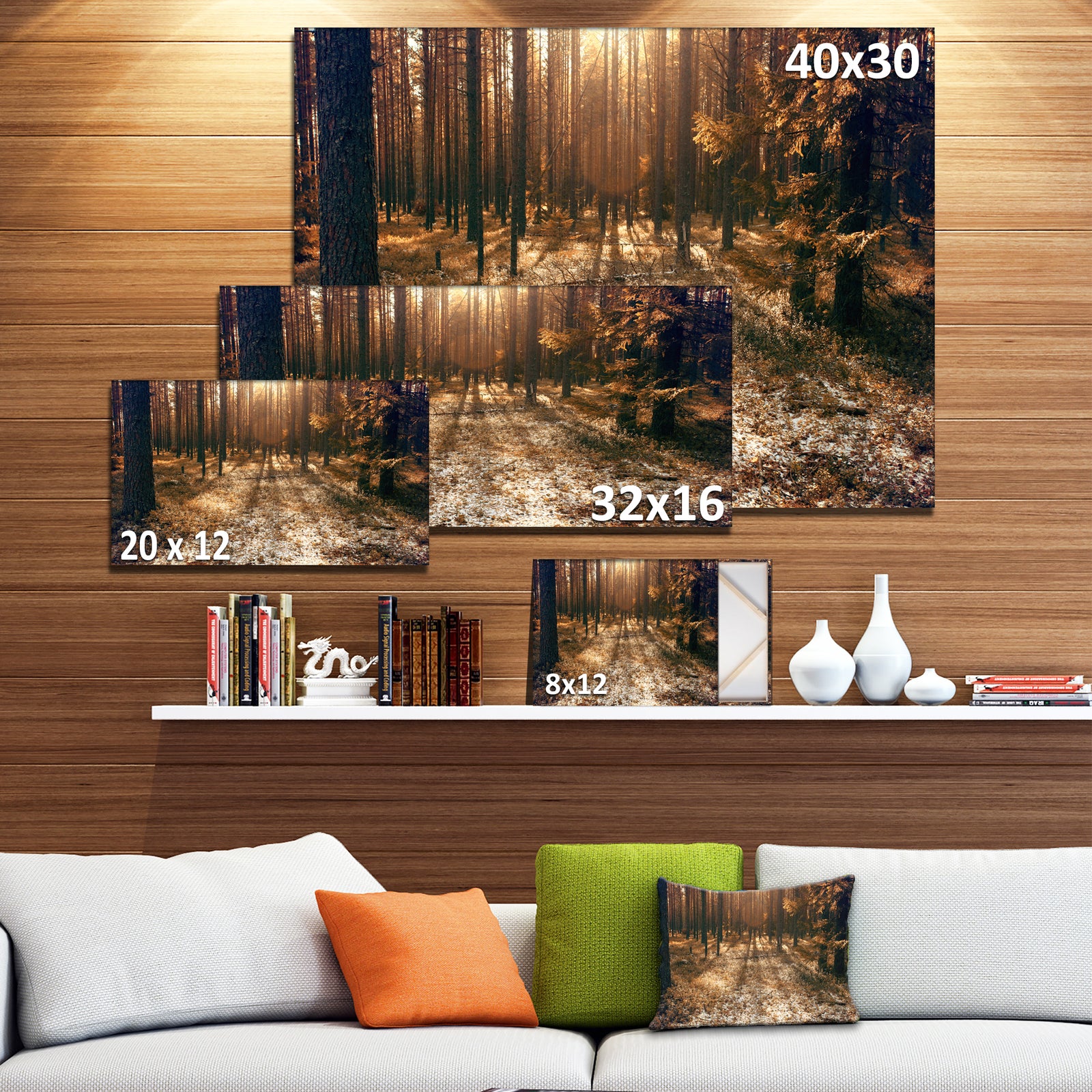 Road in Dark Wooded Forest - Modern Forest Canvas Art