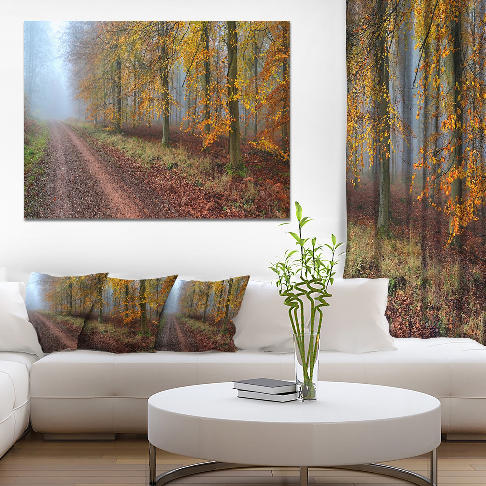 Raising Sun in Fall Forest Panorama - Large Forest Canvas Art