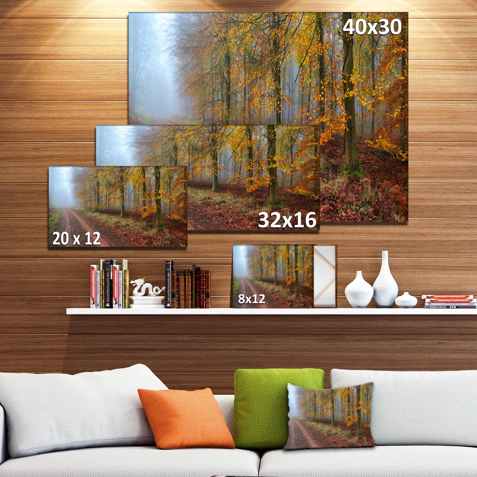 Raising Sun in Fall Forest Panorama - Large Forest Canvas Art