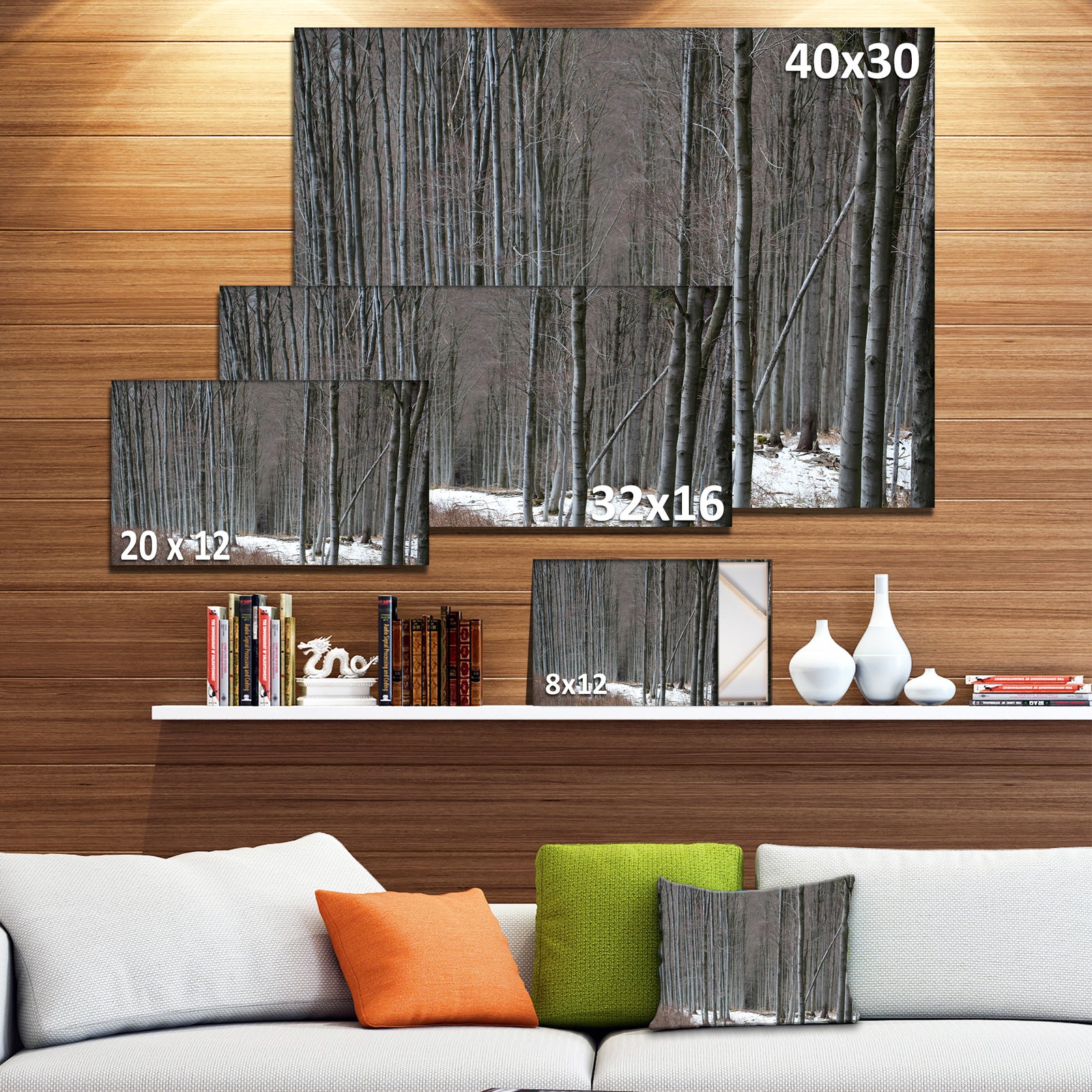 Winter Forest with Thick Trees - Large Forest Canvas Art