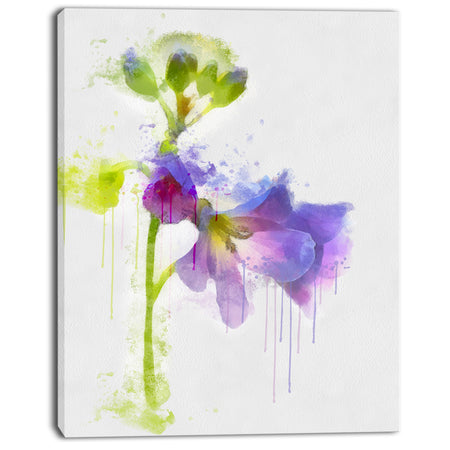 Blue Hand-drawn Eustoma Watercolor - Flower Canvas Print Artwork
