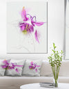 Purple Aquilegia Watercolor Sketch - Flower Canvas Print Artwork