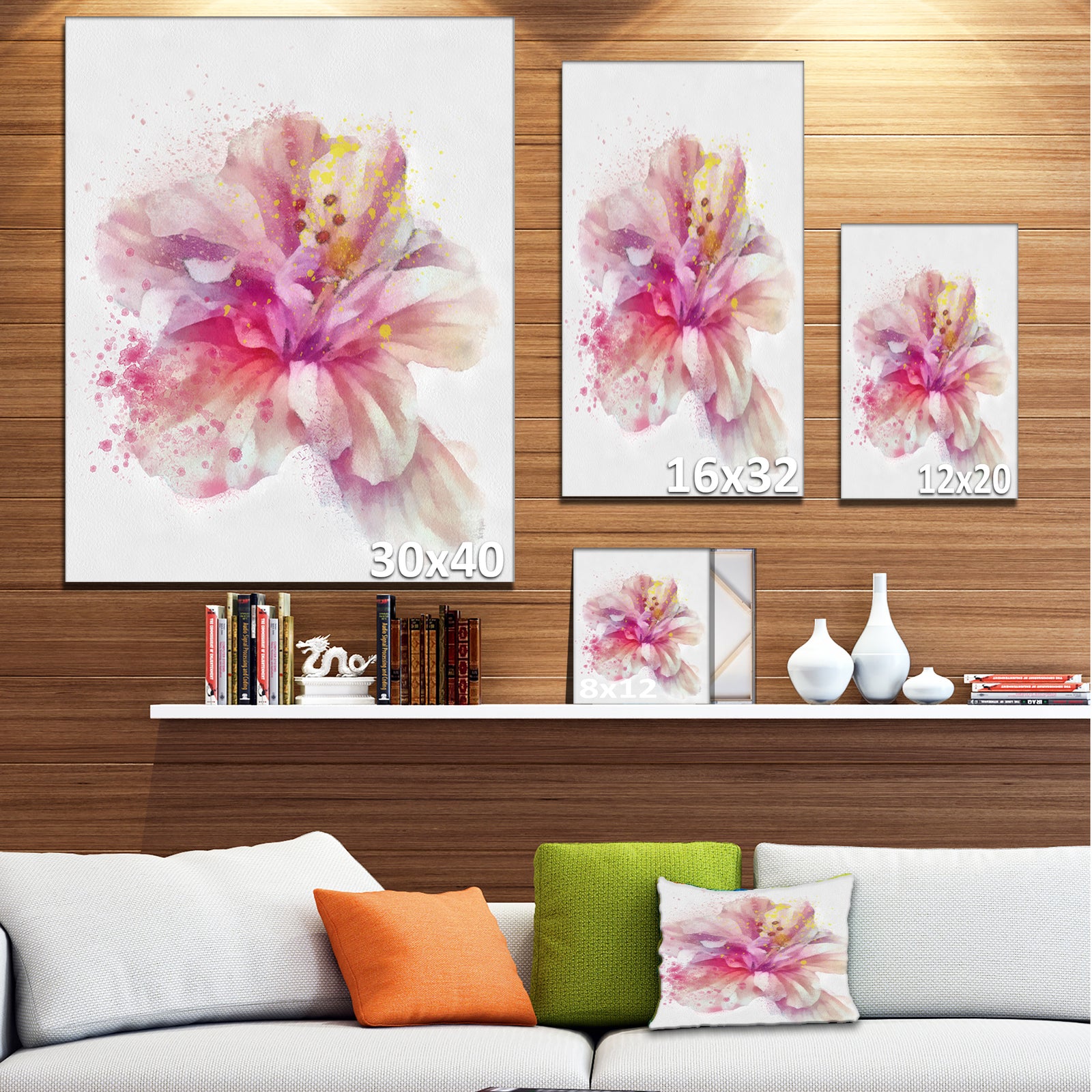 Beautiful Pink Flower Watercolor - Flower Canvas Print Artwork