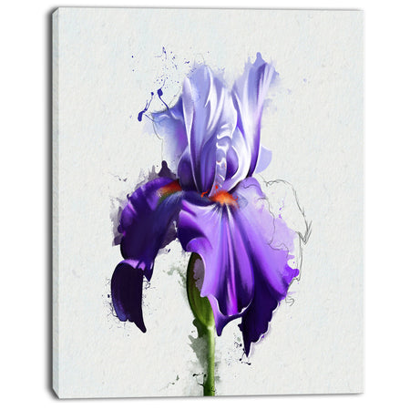 Beautiful Blue Iris Watercolor Sketch - Flower Canvas Print Artwork