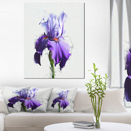 Beautiful Blue Iris Watercolor Sketch - Flower Canvas Print Artwork