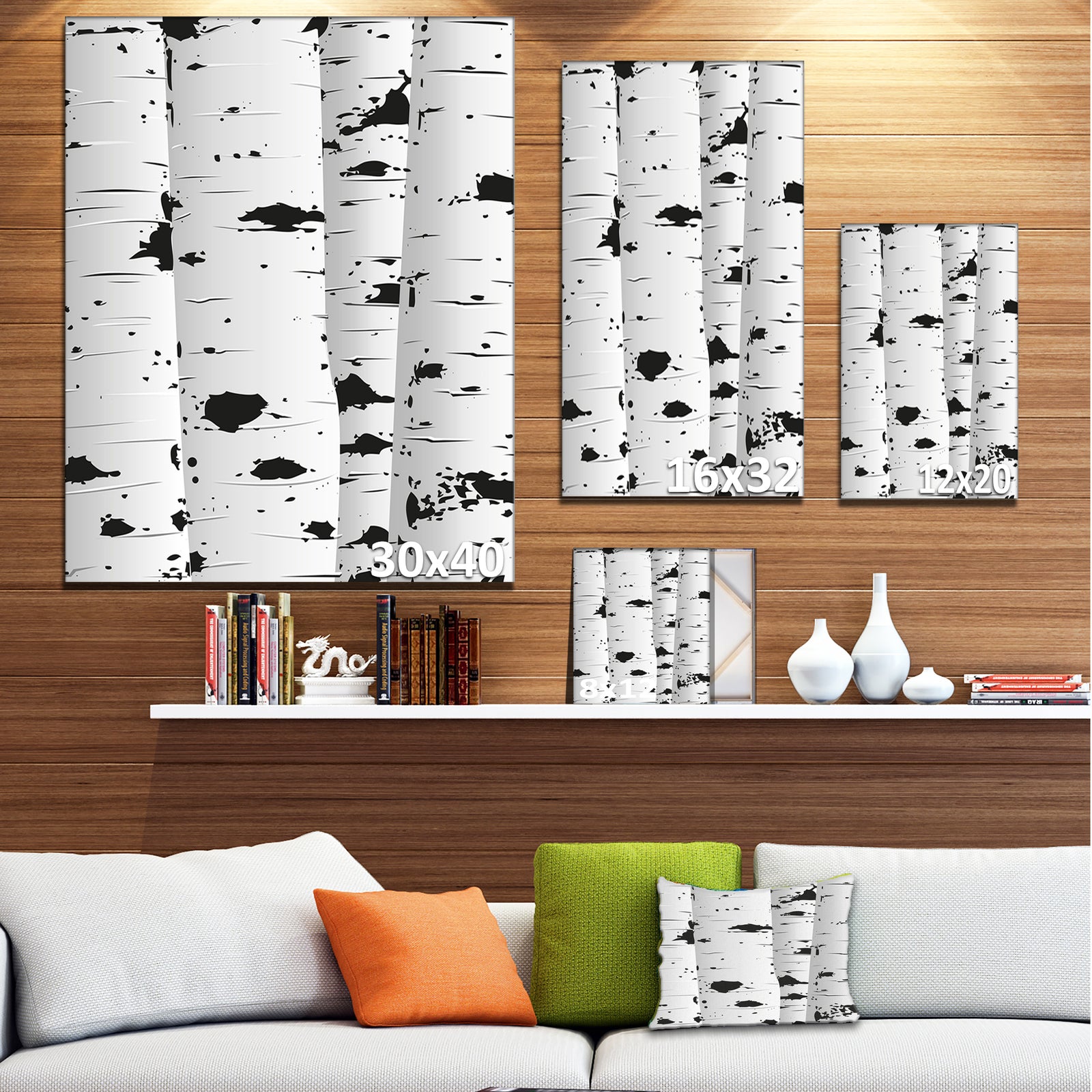 Birch Tree Black and White Texture - Modern Landscape Canvas Art
