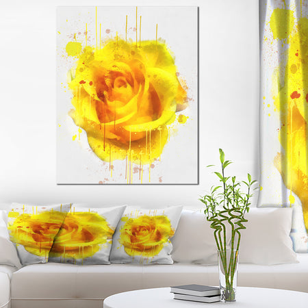 Beautiful Rose in Yellow Watercolor - Flower Canvas Print Artwork