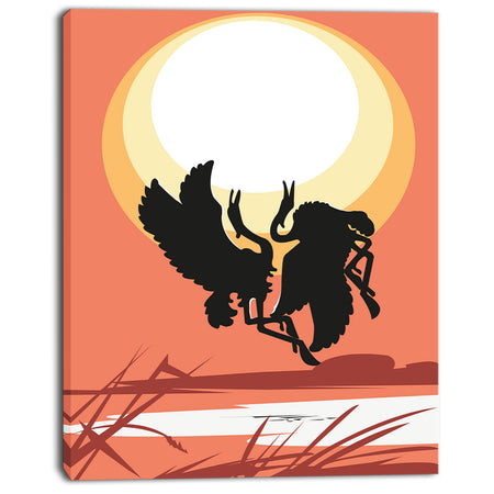 Birds at Sunset Vector Drawing - Large Abstract Canvas Wall Art