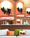 Birds at Sunset Vector Drawing - Large Abstract Canvas Wall Art