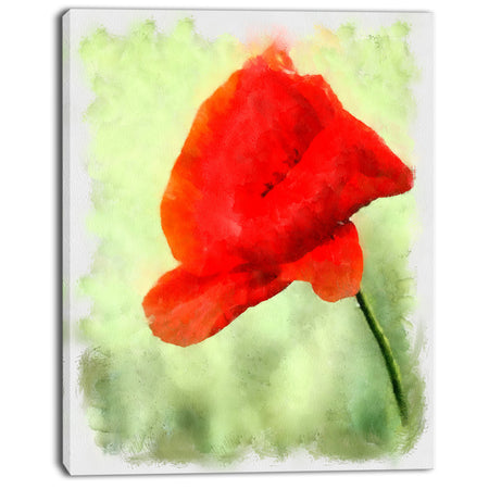 Big Red Poppy Flower Watercolor - Flower Canvas Print Artwork
