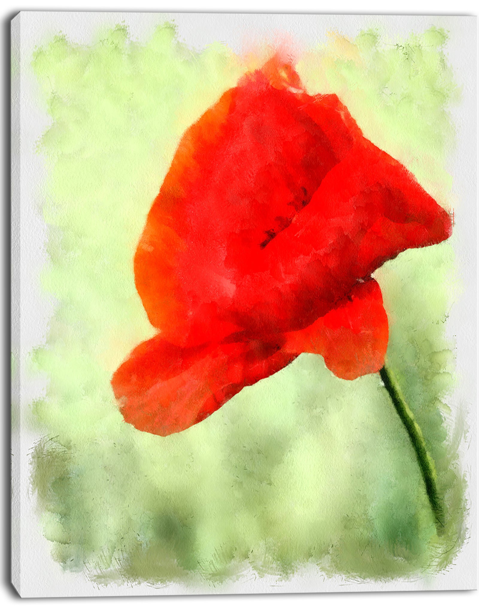 Big Red Poppy Flower Watercolor - Flower Canvas Print Artwork