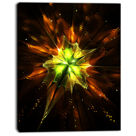 Orange Yellow Green Fractal Flower - Flower Canvas Print Artwork