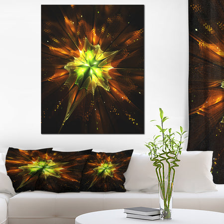 Orange Yellow Green Fractal Flower - Flower Canvas Print Artwork