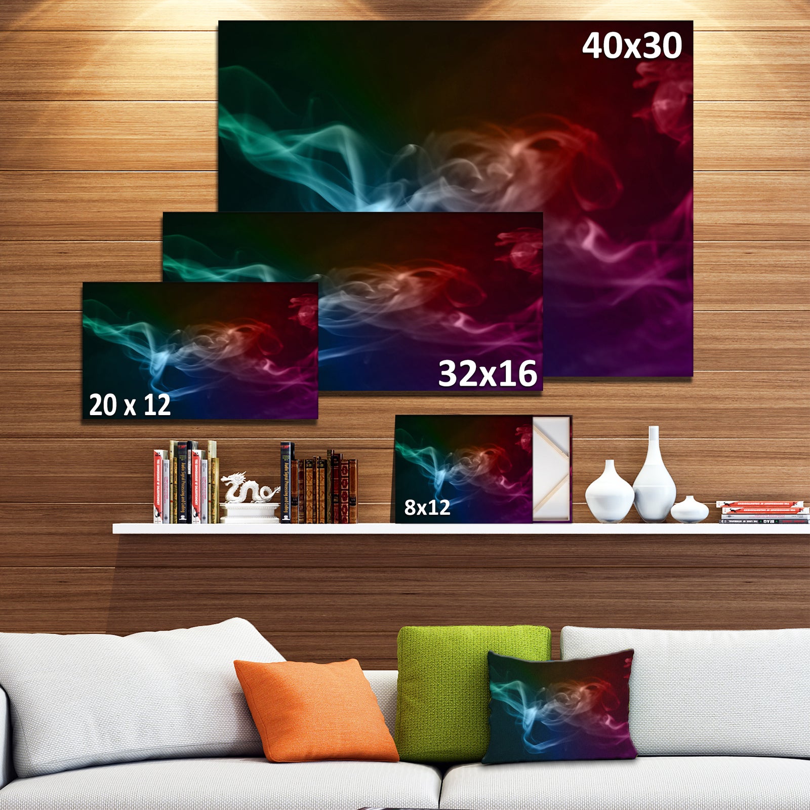 Abstract Fractal Smoke Waves - Large Abstract Canvas Wall Art