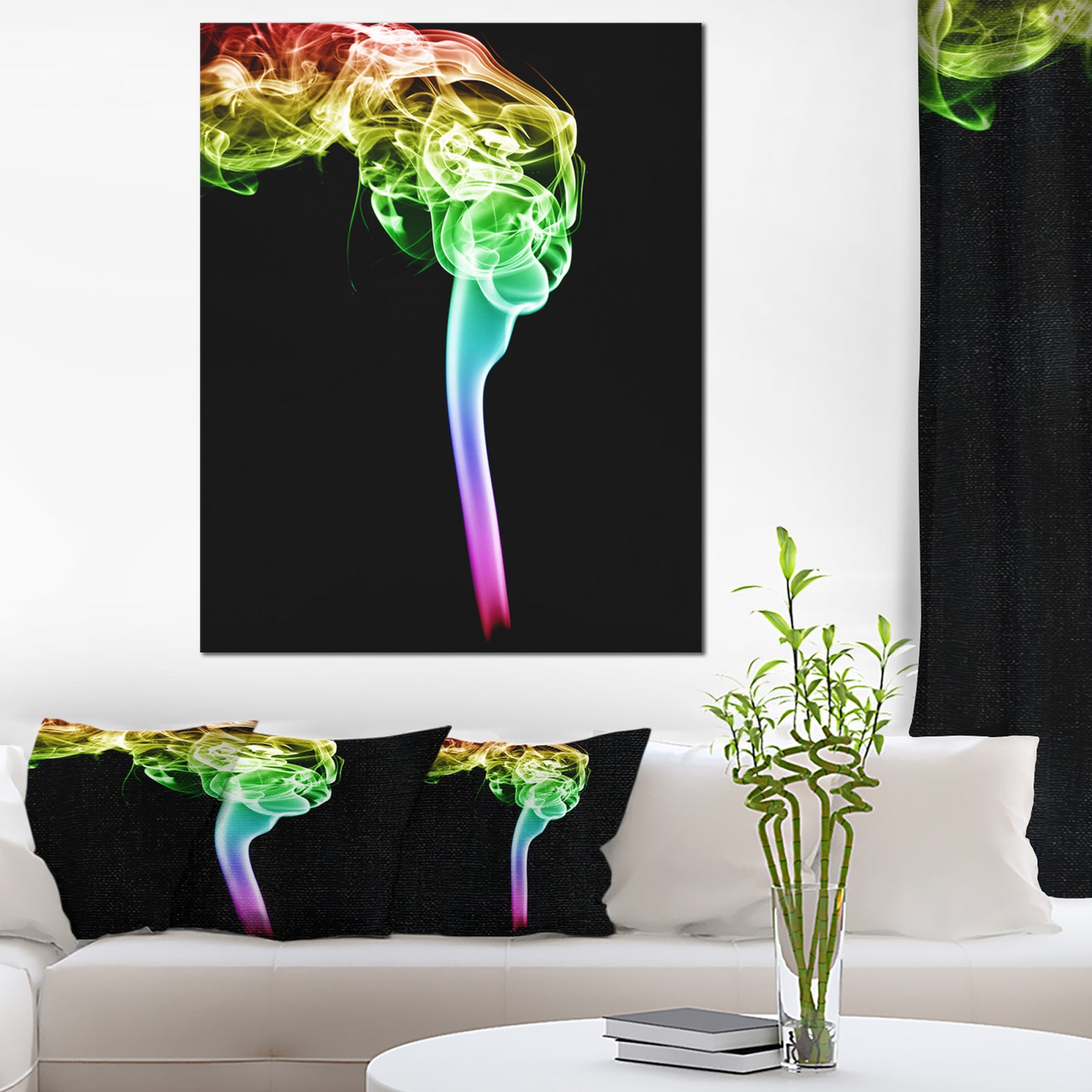 Isolated Abstract Smoke on Black - Abstract Canvas Wall Art Print