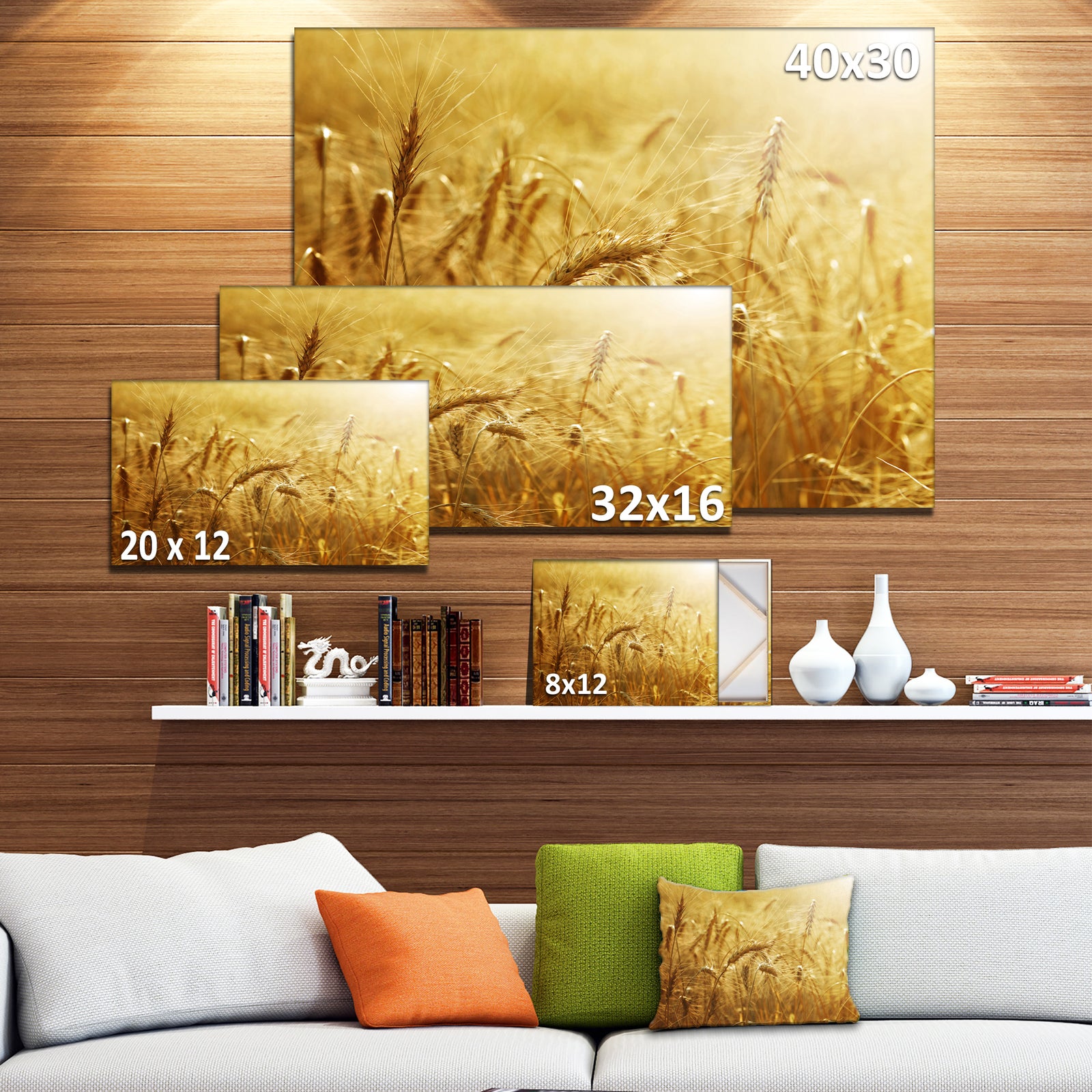 Golden Wheat Field - Landscape Wall Art Print Canvas
