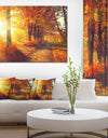 Autumnal Trees in Sunrays - Large Landscape Canvas Art Print