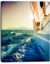 Sepia-toned Yacht Sailing in Sea - Large Seashore Canvas Wall Art