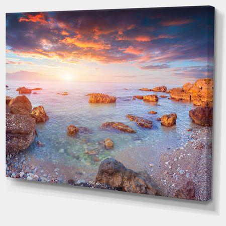 Sunrise on South Coast of Sicily - Seashore Canvas Artwork Print