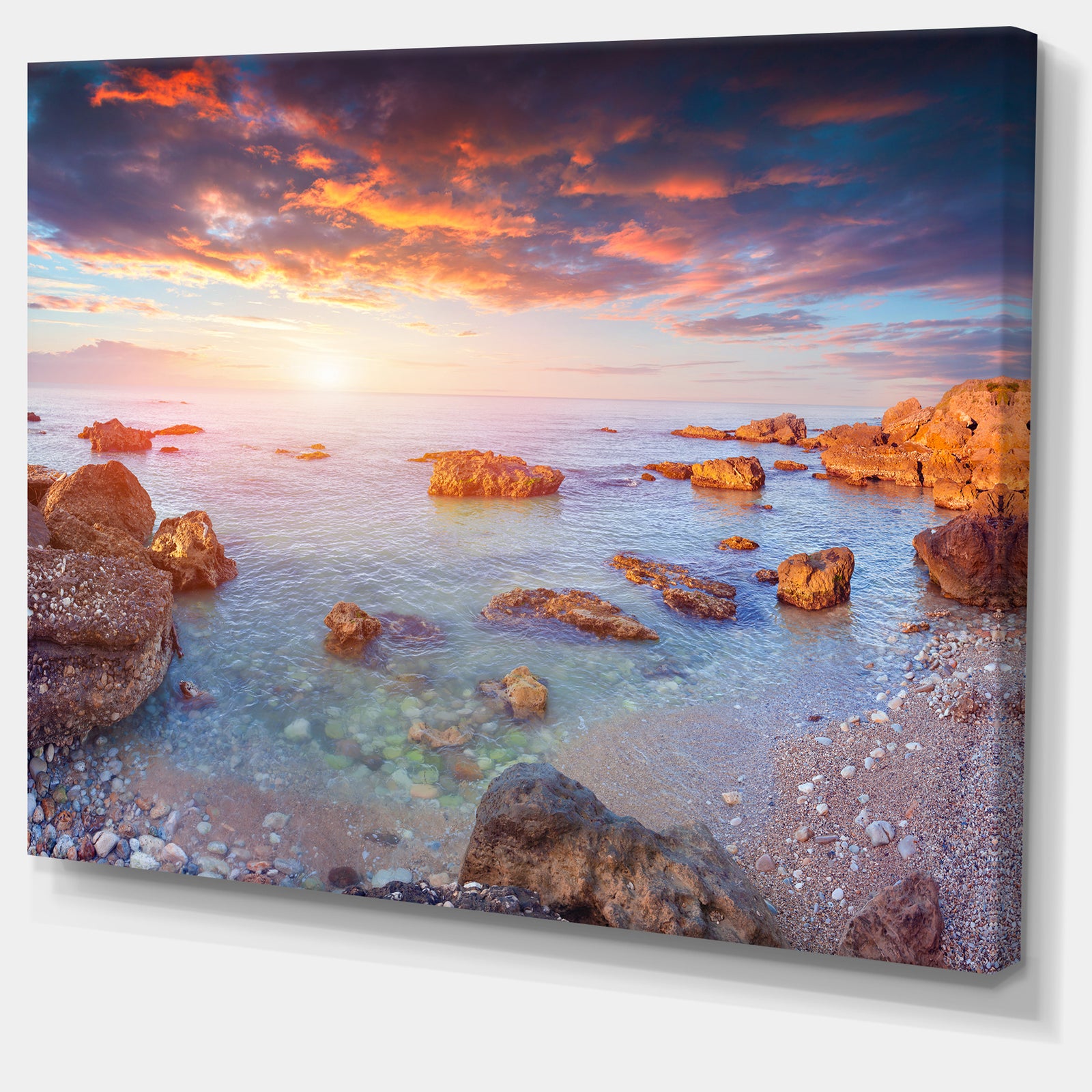 Sunrise on South Coast of Sicily - Seashore Canvas Artwork Print