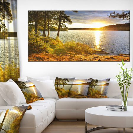 Beautiful View of Sunset over Lake - Landscape Canvas Art Print
